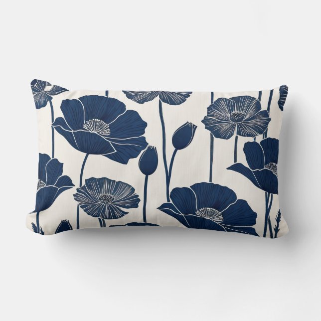 Blauwe papaver kussen (Voorkant)