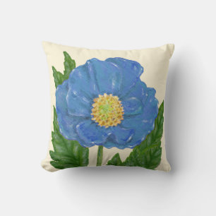 Blauwe papaver kussen