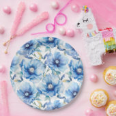 Blauwe papaver papieren bordje (Feest)