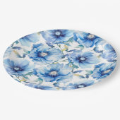 Blauwe papaver papieren bordje (Gekanteld)