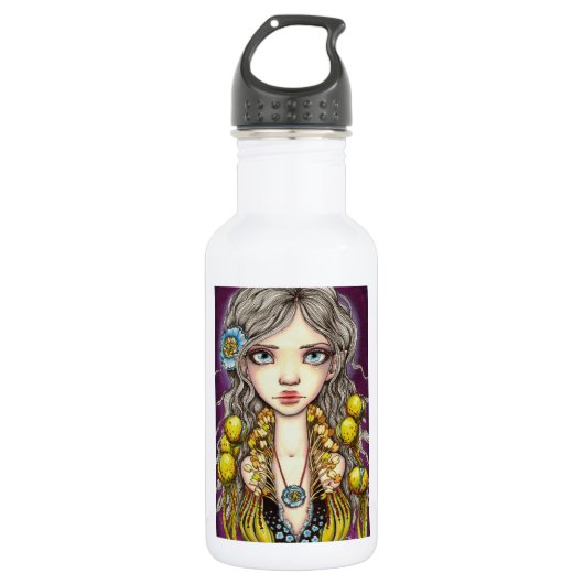 Blauwe papaver waterfles  (Voorkant)