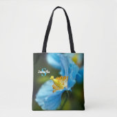Blauwe papaverbloem Canvas tas (Voorkant)
