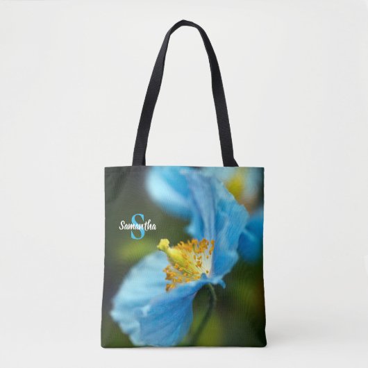 Blauwe papaverbloem Canvas tas (Voorkant)