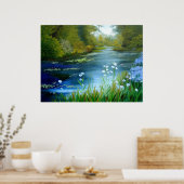 Blauwe papavers afdrukken poster (Keuken)