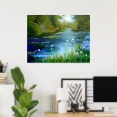 Blauwe papavers afdrukken poster (Thuiskantoor)