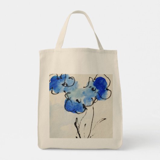 Blauwe papavers tote bag (Achterkant)