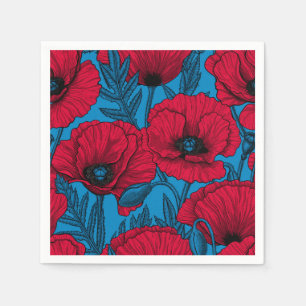 Blauwe papavertuin servet