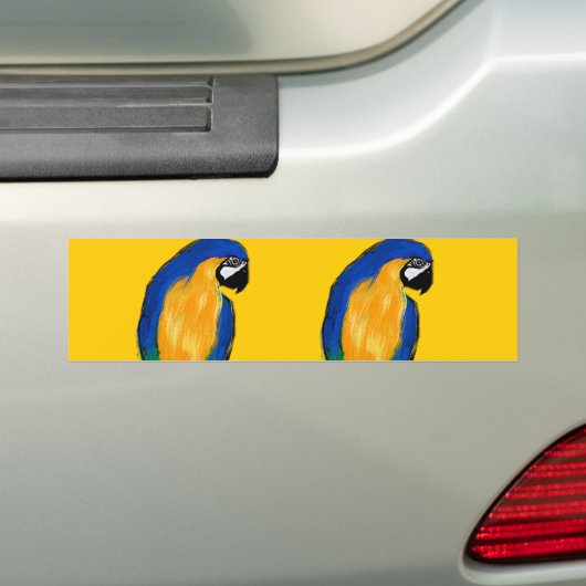 Blauwe papegaai bumpersticker (Op auto)