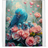 Blauwe papegaai en baby's douchegordijn (Voorkant)