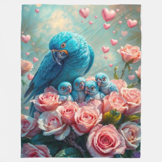 Blauwe papegaai en baby's fleece deken (Voorkant)