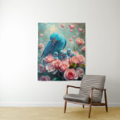 Blauwe papegaai en baby's wandkleed (In situ)