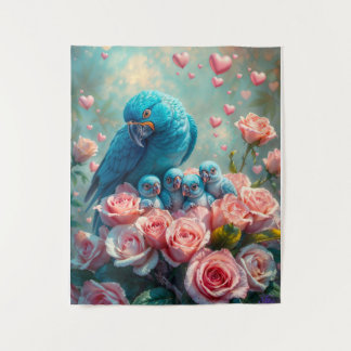 Blauwe papegaai en baby's wandkleed