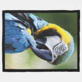 Blauwe papegaai fleece deken (Voorkant (Horizontaal))