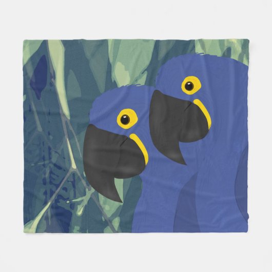 Blauwe Papegaai Fleece Deken (Voorkant (Horizontaal))