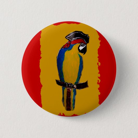 Blauwe papegaai ronde button 5,7 cm (Voorkant)