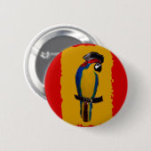 Blauwe papegaai ronde button 5,7 cm (Voorkant /achterkant)