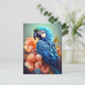 "Blauwe papegaai Wenskaarten Feestdagenkaart (Staand voorkant)