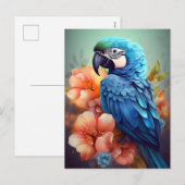 "Blauwe papegaai Wenskaarten Feestdagenkaart (Voorkant / Achterkant)