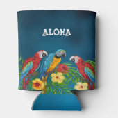 Blauwe papegaaiblad aloha blikjeskoeler (Achterkant)