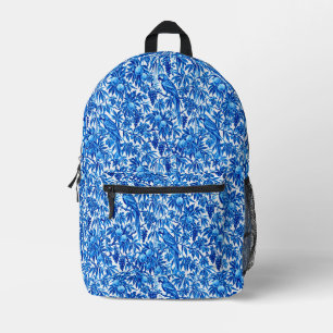 Blauwe papegaaien in een tropische tuin bedrukte rugzak