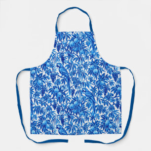 Blauwe papegaaien in een tropische tuin schort
