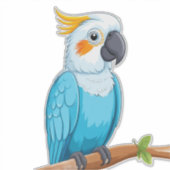 Blauwe papegaaikaart op tak  sticker (Voorkant)