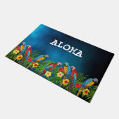 Blauwe papegaaivogels zomer aloha deurmat (Schuin)