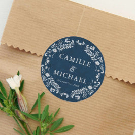 Blauwe Papel Picado bruiloft gunst Ronde Sticker