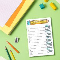 Blauwe paperclips & potlood Jouw naam 10 to do lij