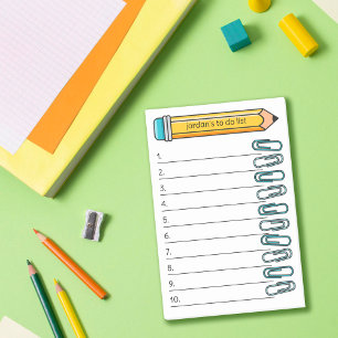Blauwe paperclips & potlood Jouw naam 10 to do lij Post-it® Notes