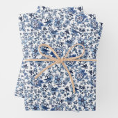 Blauwe papierbladen van Chinoiserie-Waterverf Inpakpapier Vel (In situ)