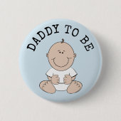 Blauwe pappa om Baby shower Button te worden (Voorkant)
