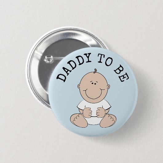 Blauwe pappa om Baby shower Button te worden (Voorkant /achterkant)