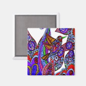 Blauwe paradijsvogel Witte magneet (Voorkant / Achterkant)