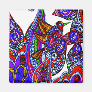 Blauwe paradijsvogel Witte magneet