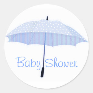 Blauwe paraplu Baby shower envelop afdichting Ronde Sticker