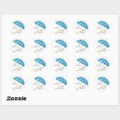 Blauwe paraplu Baby shower gunst Stickers (Vel)