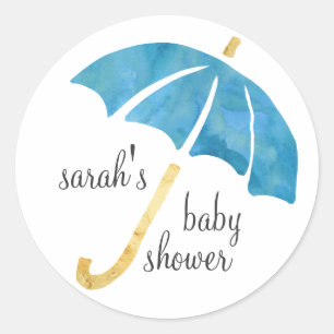 Blauwe paraplu Baby shower gunst Stickers