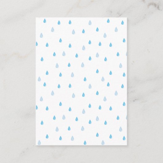 Blauwe Paraplu Baby shower Luier Raffle kaart (Achterkant)