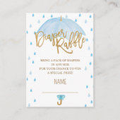 Blauwe Paraplu Baby shower Luier Raffle kaart (Voorkant)