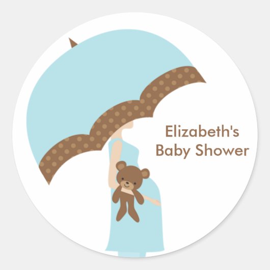 Blauwe paraplu Baby shower Stickers (Voorkant)