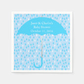 Blauwe paraplu en regen Baby shower papieren serve Servetten (Voorkant)