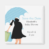 Blauwe paraplu mama Baby shower Magneet (Voorkant)