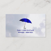Blauwe paraplu op wolken, meteoroloog visitekaartje (Voorkant)