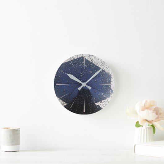 Blauwe paraplu ronde klok (Huis)