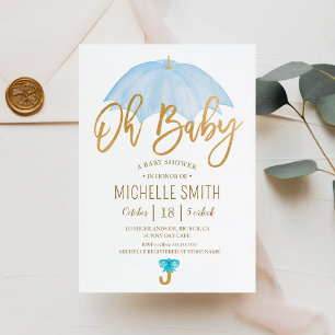 Blauwe Paraplu van Liefde Spetter Baby Borrel Kaart