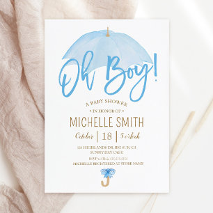 Blauwe Paraplu van Liefde Spetter Baby Shower Uitn Kaart