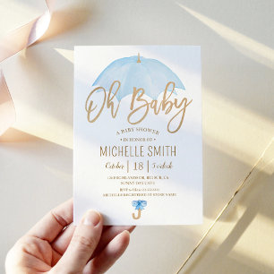Blauwe Paraplu van Liefde Strooi Baby Shower Kaart