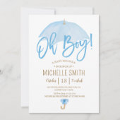 Blauwe paraplu van Love Sprinkle Baby shower Invit Kaart (Voorkant)