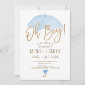 Blauwe paraplu van Love Sprinkle Baby shower Invit Kaart (Voorkant)